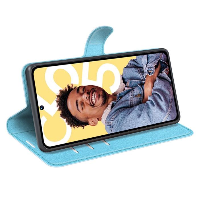 Bild 3, Google Pixel 8 Fodral Litchi Textur Ljus Blå