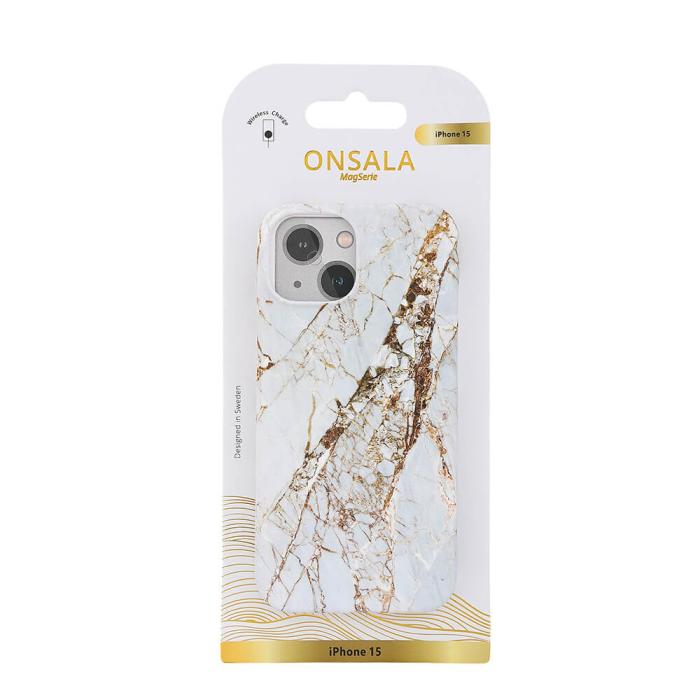 Bild 2, ONSALA iPhone 15 Mobilskal MagSafe Marmor White Rhino