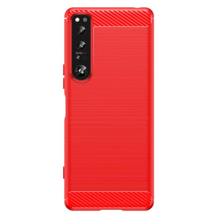Bild 2, Sony Xperia 1 IV Skal Borstad Stål Textur Röd