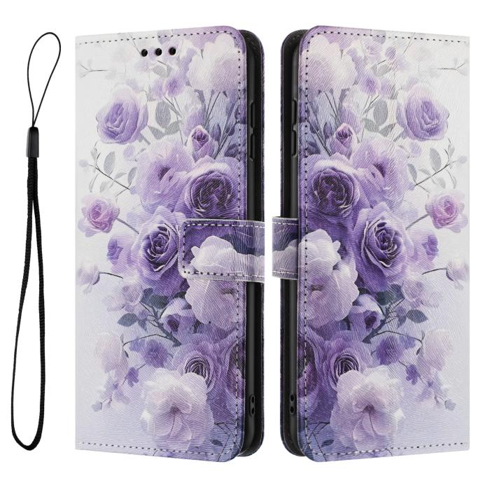 Bild 3, Motorola Edge 70 Fodral Med Tryck Lila Rosor