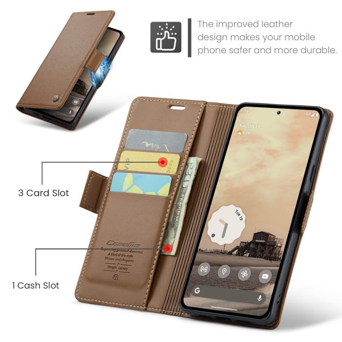 Bild 2, CASEME Google Pixel 10a Fodral RFID Läder Brun
