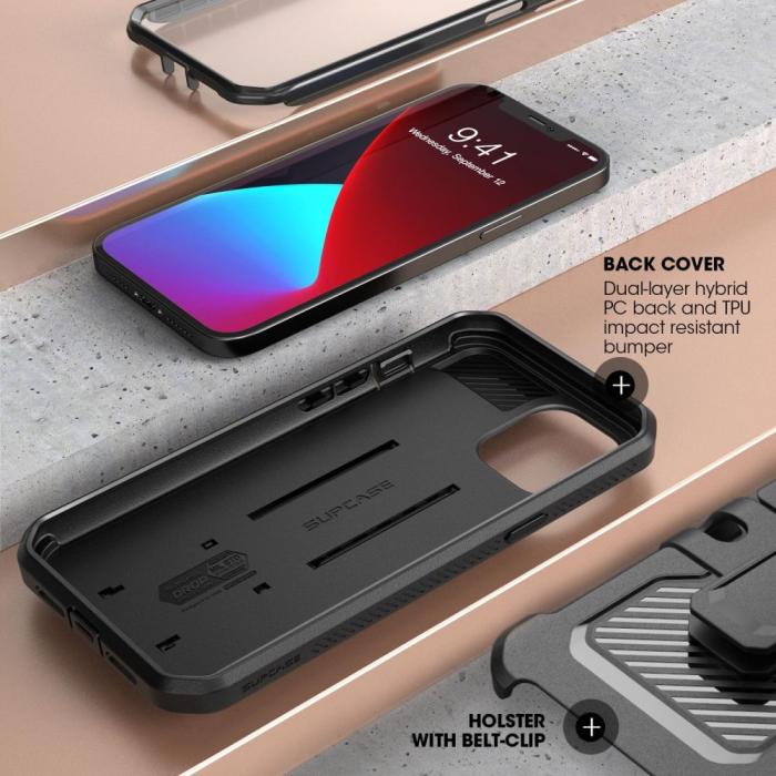 Bild 4, Supcase iPhone 12 / 12 Pro Skal Unicorn Beetle Pro Svart