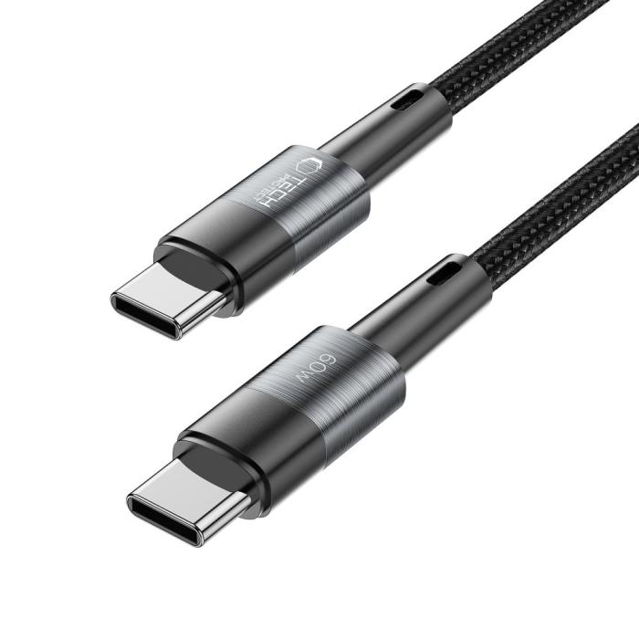 Bild 2, Tech-Protect 0.25 m 60W/3A PD USB-C - USB-C Kabel UltraBoost Grå