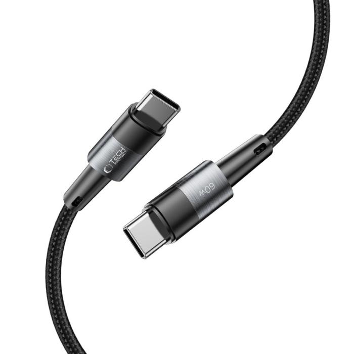 Bild 3, Tech-Protect 0.25 m 60W/3A PD USB-C - USB-C Kabel UltraBoost Grå