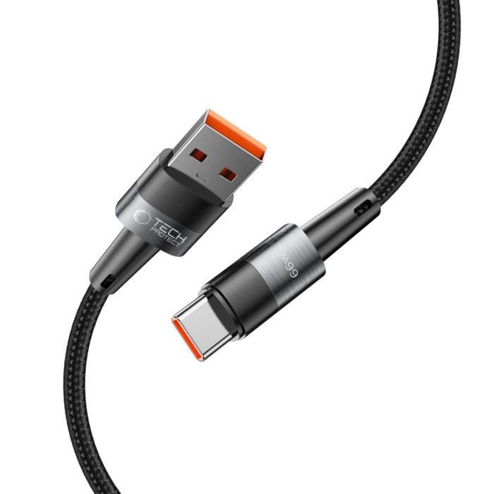 Bild 2, Tech-Protect 0.25 m 66W/6A USB-C Kabel UltraBoost Grå