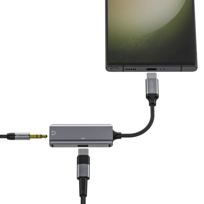 Bild 3, Tech-Protect USC-C - 3.5 mm AUX/USB-C Adapter Svart
