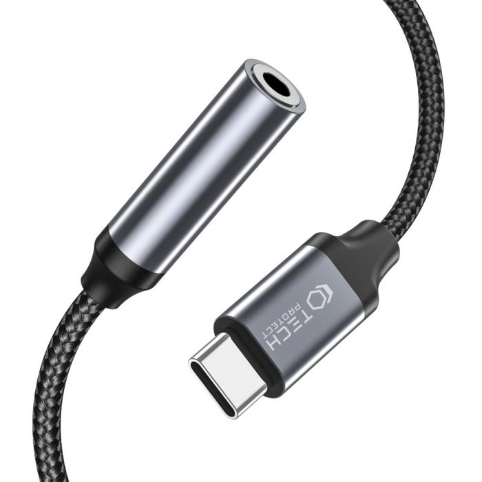 Bild 2, Tech-Protect USB-C - 3.5 mm AUX Hona Adapter UltraBoost Svart
