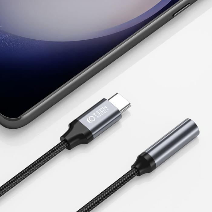 Bild 3, Tech-Protect USB-C - 3.5 mm AUX Hona Adapter UltraBoost Svart