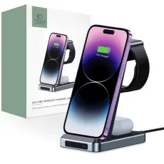 Tech-Protect 15W Qi Tr&aring;dl&ouml;s 3in1 Laddare Svart