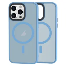 iPhone 15 Pro Max Skal MagSafe Frosted Shield Ljus Bl&aring;