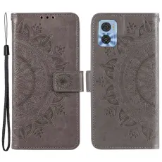 Motorola Moto E22i Fodral Mandala L&auml;der Gr&aring;