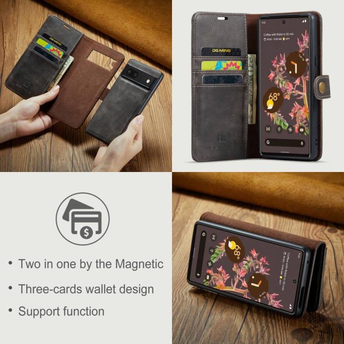 Bild 6, DG.MING Google Pixel 7 2in1 Magnet Fodral / Skal Grå