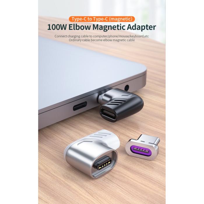 Bild 2, ESSAGER 100W 5A USB-C/USB-C Magnetisk Adapter Svart