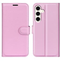 Samsung Galaxy S24 Plus Fodral Litchi Textur Ljus Rosa