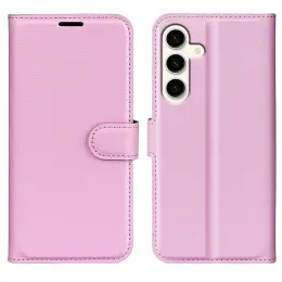 Samsung Galaxy S24 Plus Fodral Litchi Textur Ljus Rosa