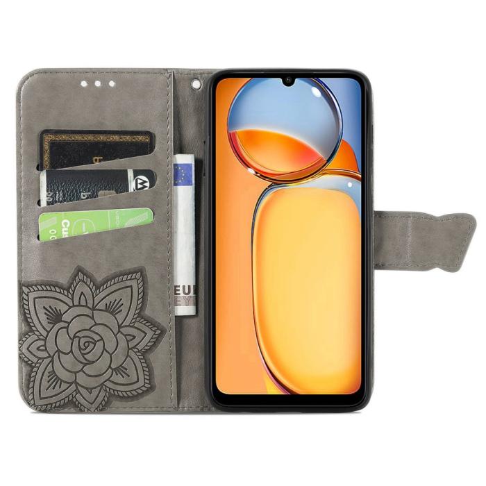 Bild 2, Xiaomi Redmi 13C 4G Fodral Big Butterfly Grå