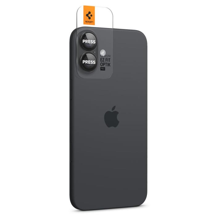 Bild 3, Spigen iPhone 16/16 Plus 2-PACK Linsskydd Optik GLAS.tR 