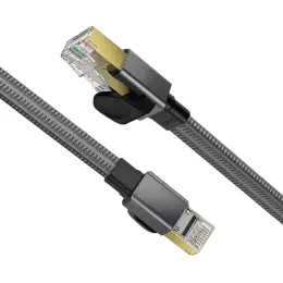 2m Cat8 40Gbps RJ45 S/FTP Platt Nylon Nätverkskabel Grå