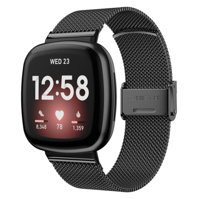 Bild 2, Fitbit Versa 4/Sense 2 Klockarmband Milanese Svart