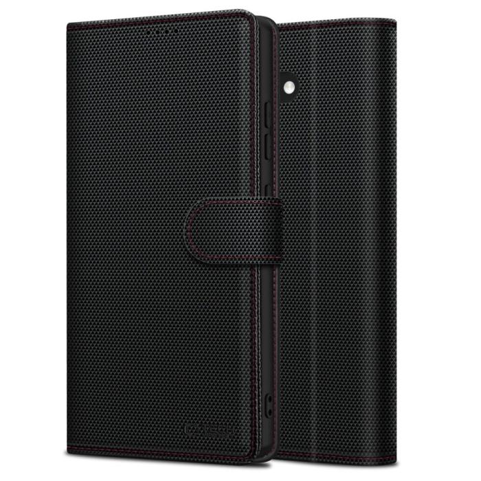 Bild 2, Tech-Protect iPhone 17e / 16e Fodral Wallet RS Svart / Röd