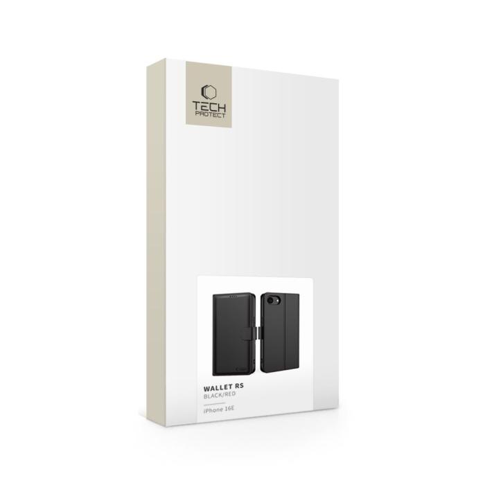 Bild 3, Tech-Protect iPhone 17e / 16e Fodral Wallet RS Svart / Röd