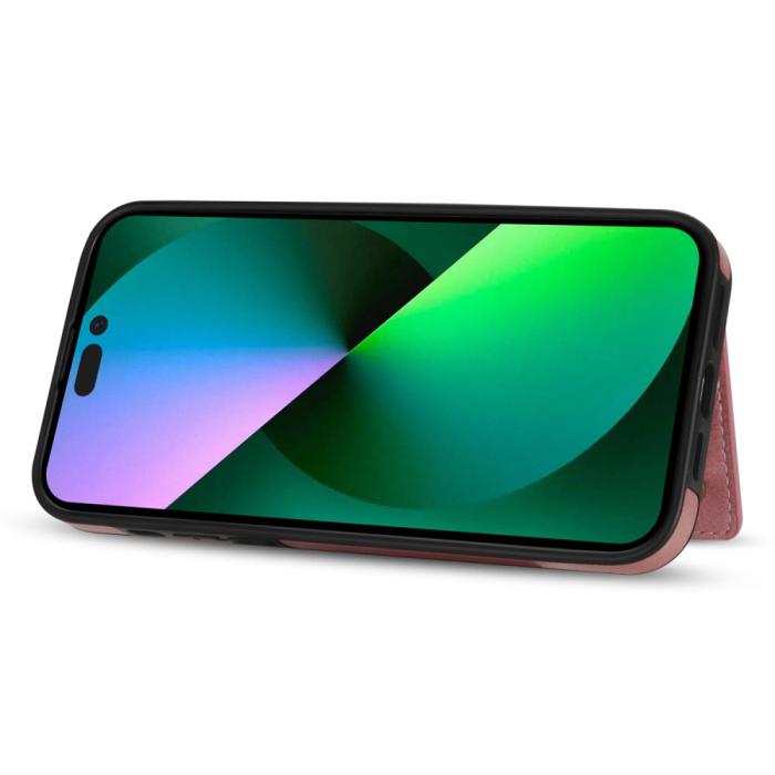 Bild 4, iPhone 15 Skal Läder Med Plånboksfunktion Roséguld