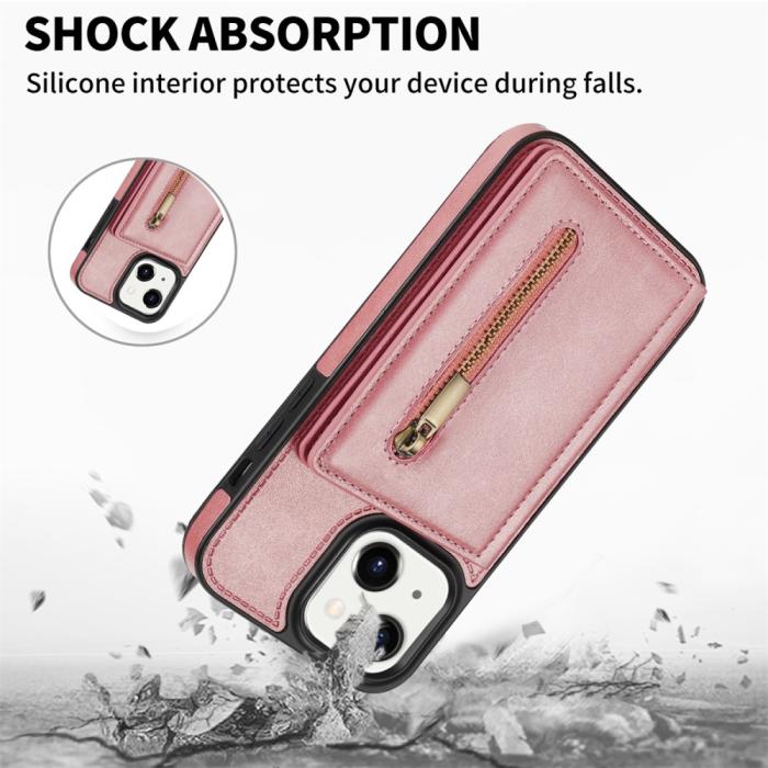 Bild 5, iPhone 15 Skal Läder Med Plånboksfunktion Roséguld