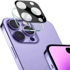 IMAK iPhone 16 Pro/16 Pro Max Linsskydd H&auml;rdat Glas Svart