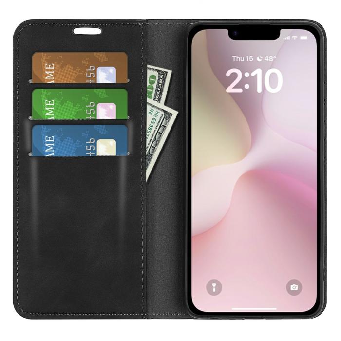 Bild 2, iPhone 17e / 16e Fodral Flip Skin Touch Svart