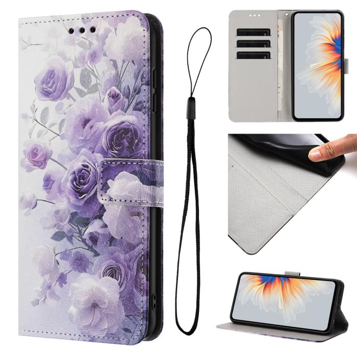 Bild 5, Motorola Edge 70 Fodral Med Tryck Lila Rosor