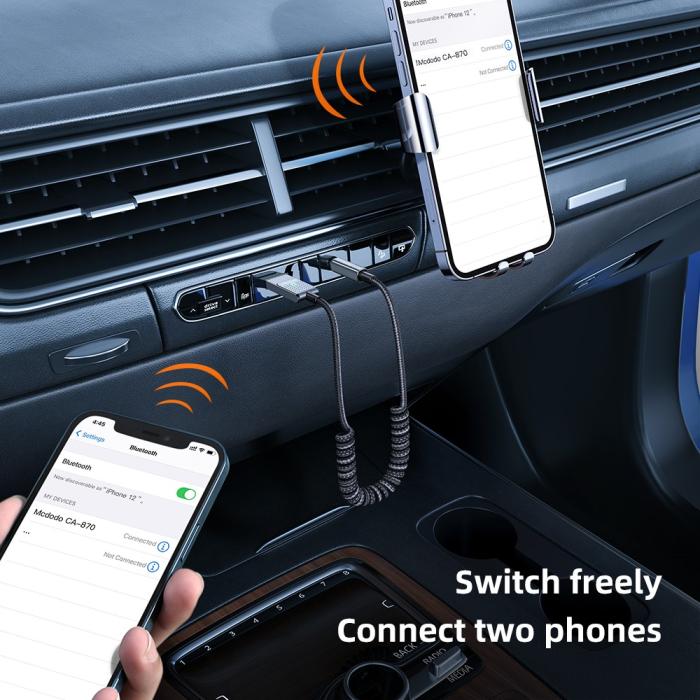 Bild 6, Mcdodo 1.2m Bluetooth AUX Ljudadapter För Bilen Svart