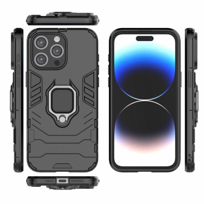 Bild 2, iPhone 15 Pro Max Skal Hybrid Armor Ring Svart