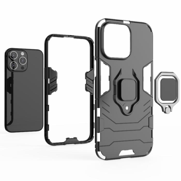 Bild 3, iPhone 15 Pro Max Skal Hybrid Armor Ring Svart
