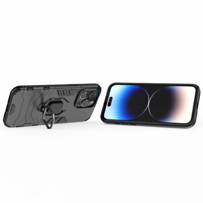 Bild 4, iPhone 15 Pro Max Skal Hybrid Armor Ring Svart