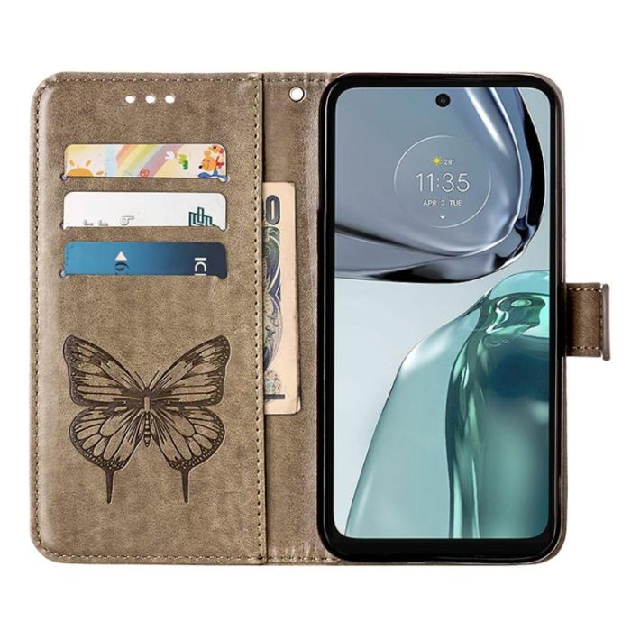 Bild 4, Motorola Moto G62 5G Fodral Med Fjäril Tryck Grå