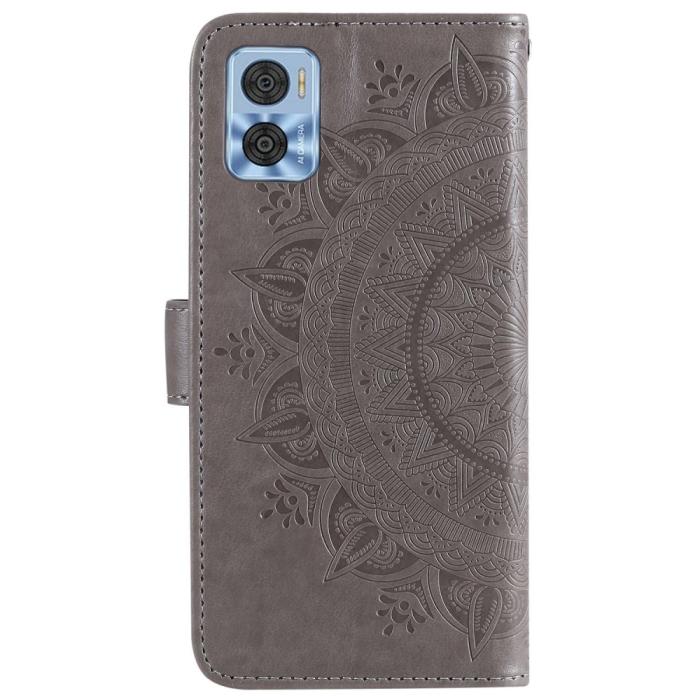 Bild 5, Motorola Moto E22i Fodral Mandala Läder Grå