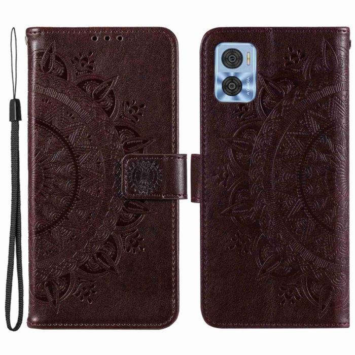 Bild 1, Motorola Moto E22i Fodral Mandala Läder Brun