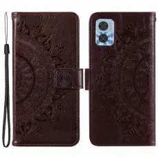 Motorola Moto E22i Fodral Mandala L&auml;der Brun