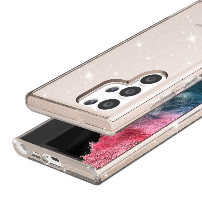 Bild 4, Samsung Galaxy S23 Ultra Skal Glitter Shockproof Hybrid Guld
