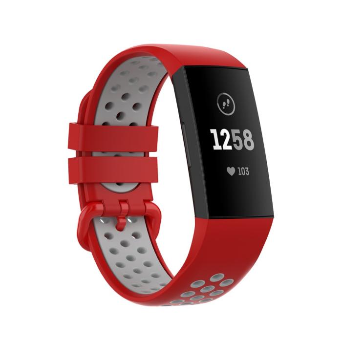 Bild 1, Fitbit Charge 4/3 Silikon Träningsarmband Röd/Grå