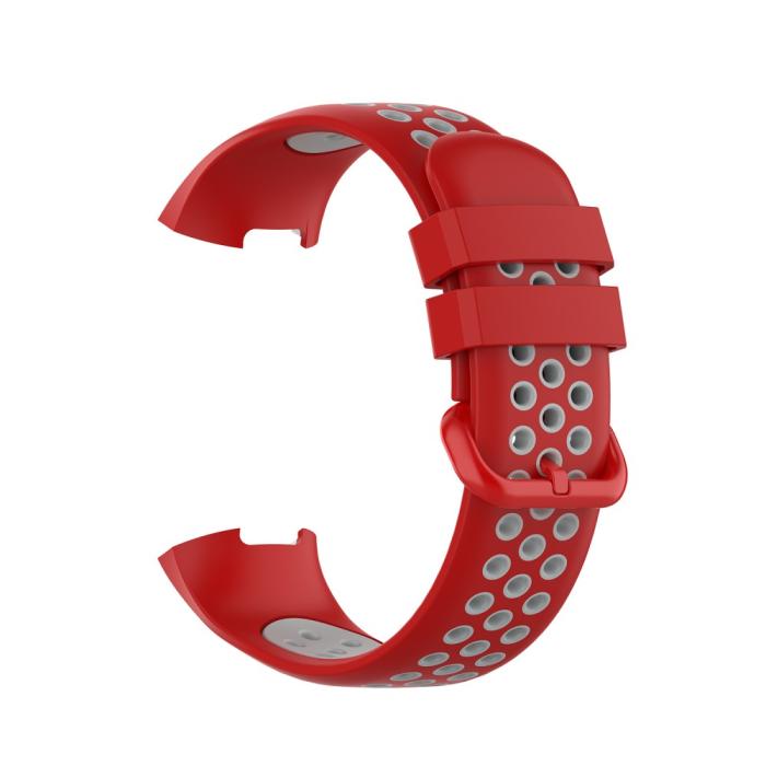 Bild 4, Fitbit Charge 4/3 Silikon Träningsarmband Röd/Grå