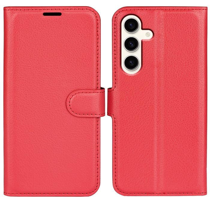 Bild 1, Samsung Galaxy S24 Plus Fodral Litchi Textur Röd