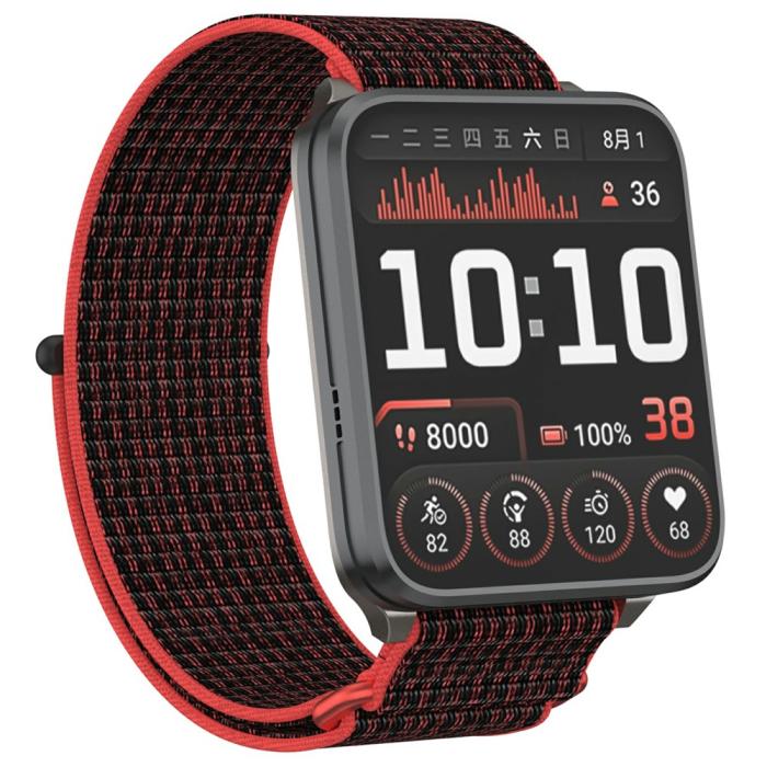 Bild 3, Garmin Venu X1 Armband Nylon Loop Röd / Svart
