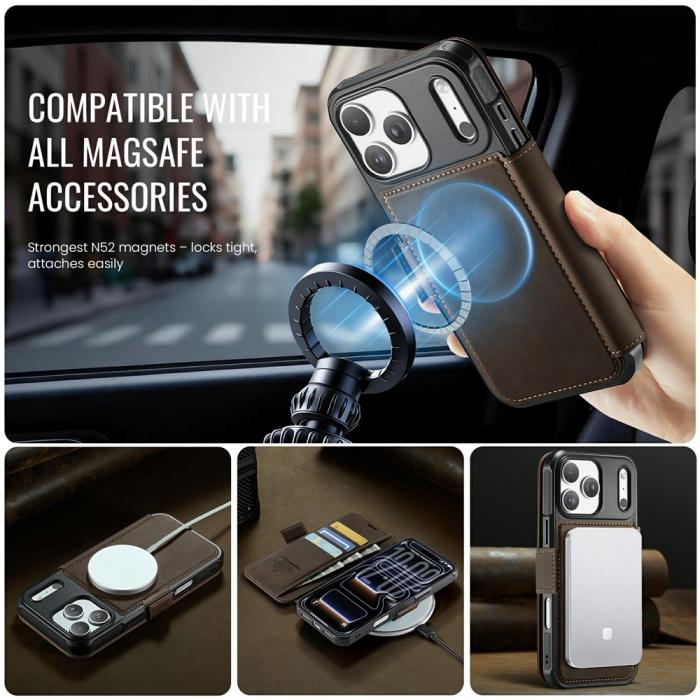 Bild 2, CASEME iPhone 17 Pro Max Skal RFID Plånbok Brun