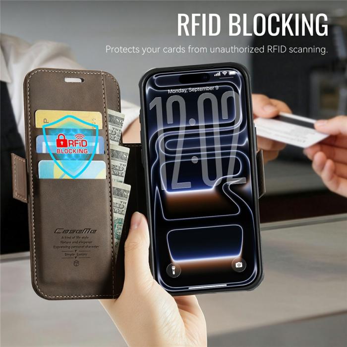 Bild 3, CASEME iPhone 17 Pro Max Skal RFID Plånbok Brun