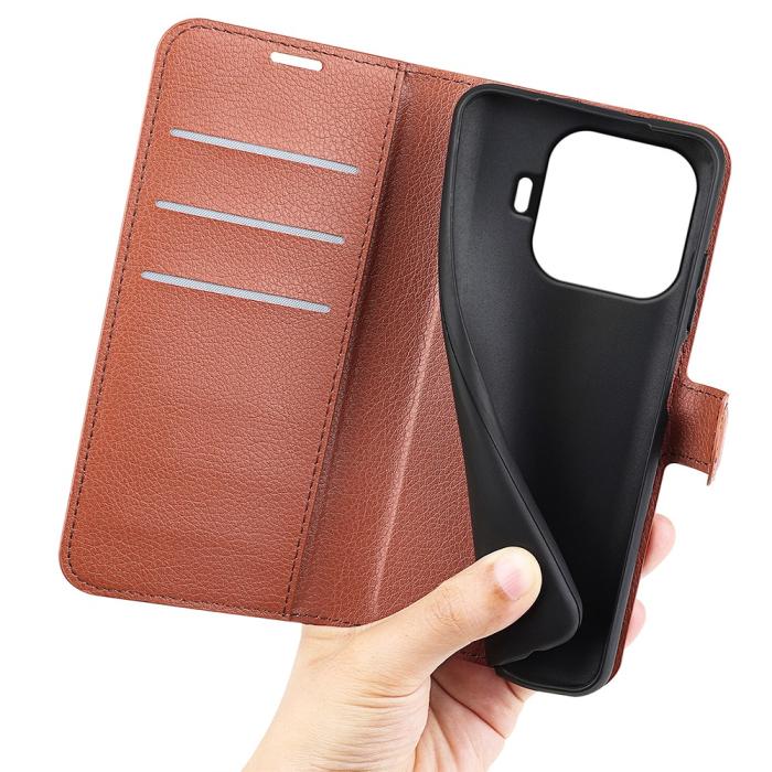 Bild 3, Xiaomi 17T Pro Fodral Litchi Läder Brun