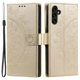 Samsung Galaxy A54 5G Fodral Mandala Läder Guld