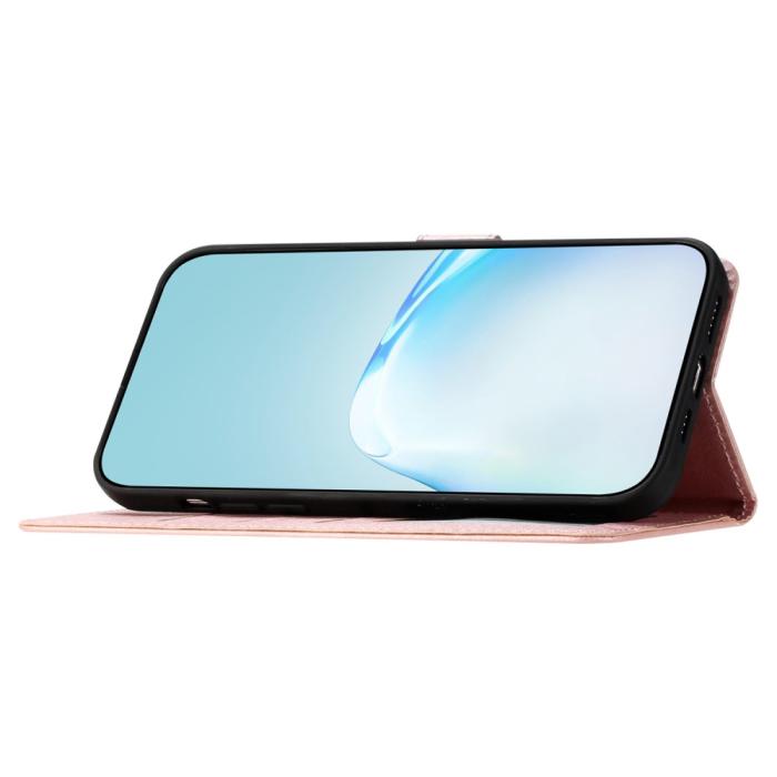 Bild 3, iPhone 16 Pro Max Fodral Silk Textur Med Snodd Ljus Rosa