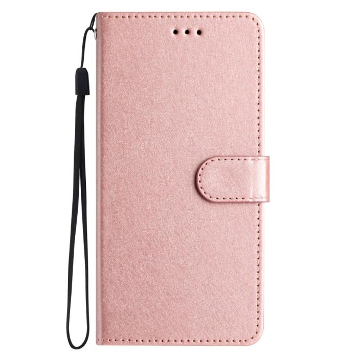 Bild 6, iPhone 16 Pro Max Fodral Silk Textur Med Snodd Ljus Rosa