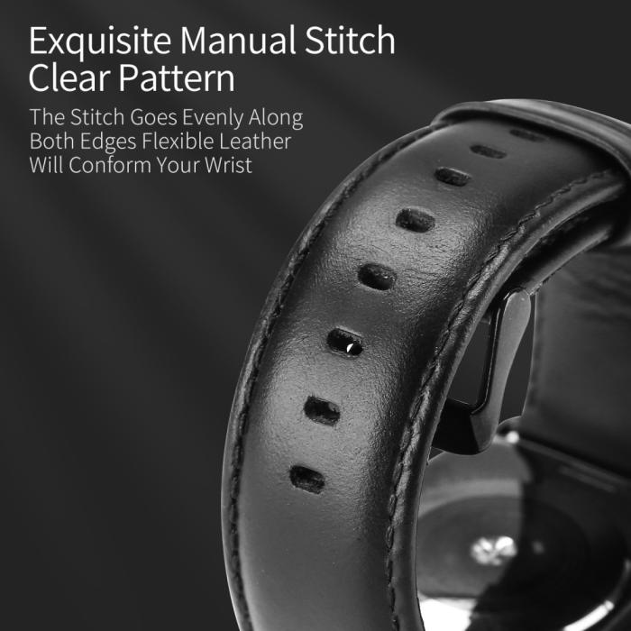 Bild 6, Apple Watch 42/44/45/49 mm Klockarmband Äkta Läder Svart